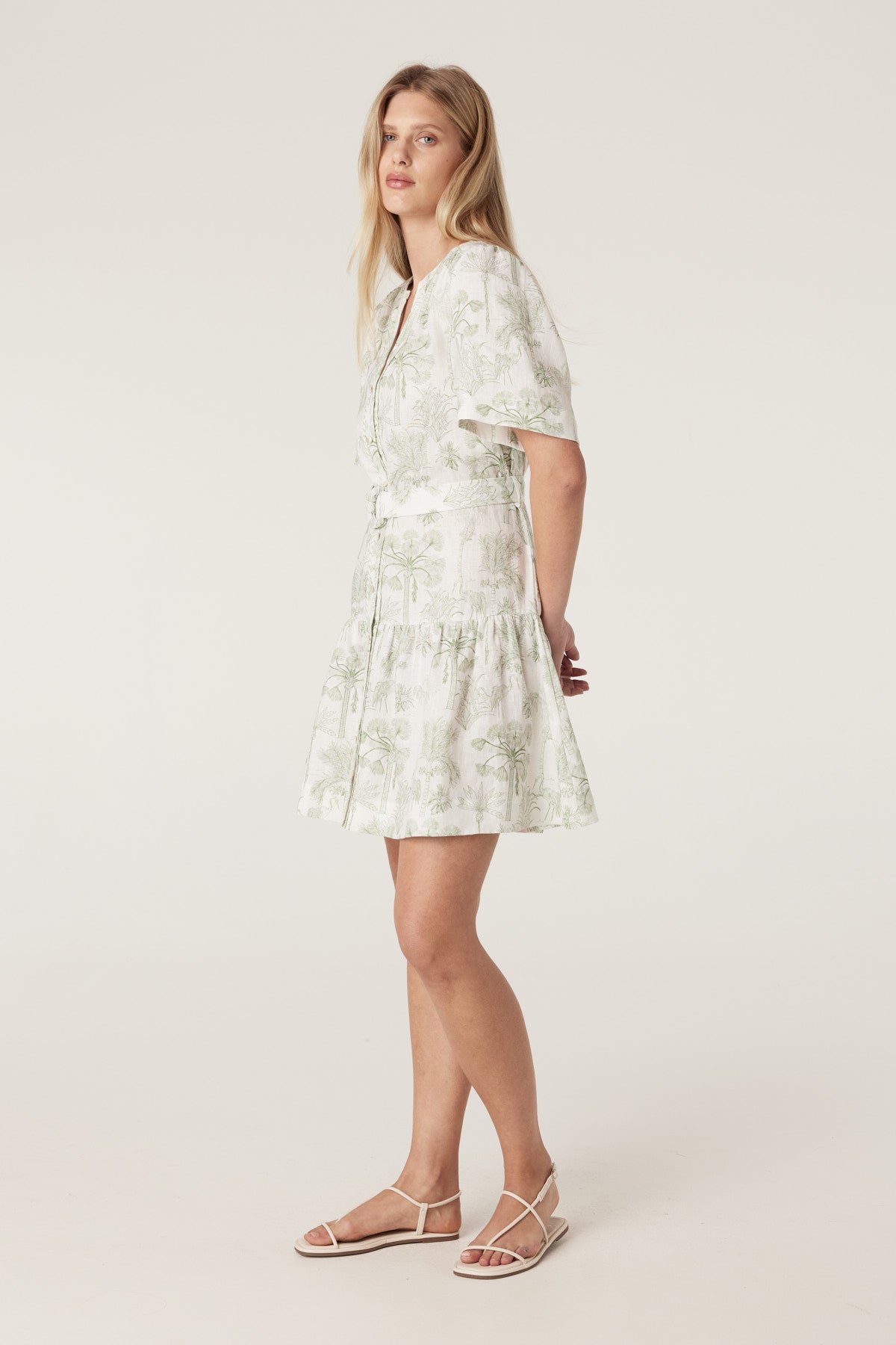 Cable Gracie Linen Dress - Palm Print