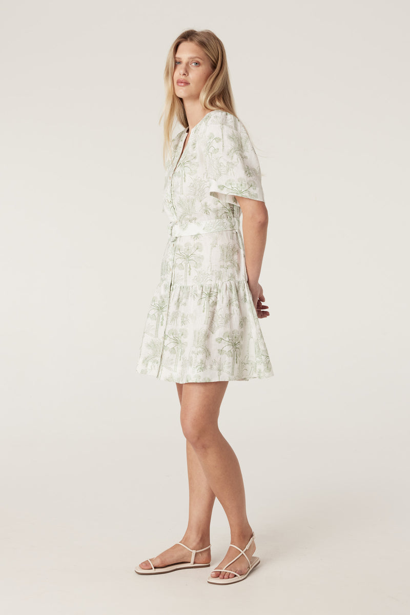 Cable Gracie Linen Dress - Palm Print