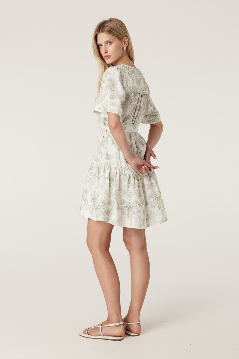 Cable Gracie Linen Dress - Palm Print