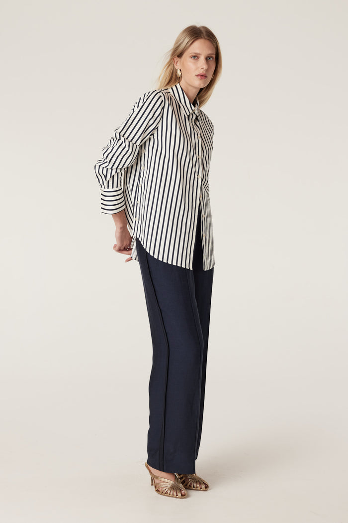 Cable Lina Stripe Shirt - Navy Stripe