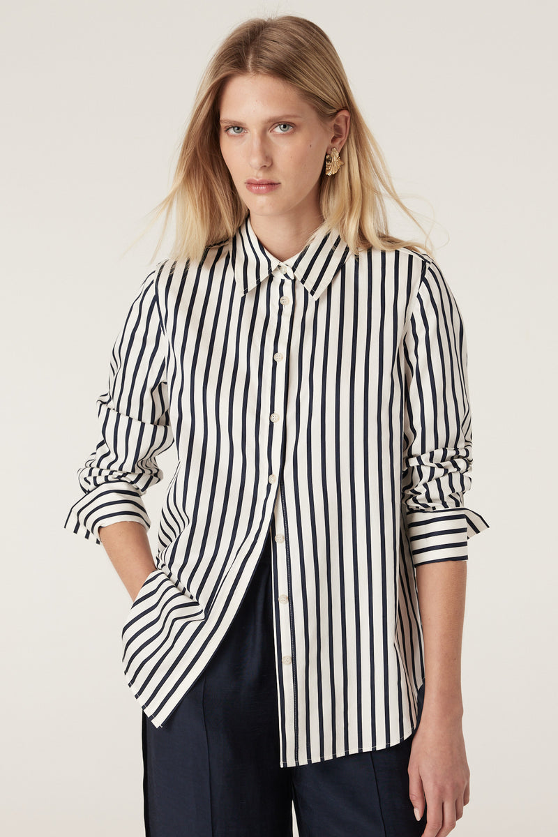Cable Lina Stripe Shirt - Navy Stripe