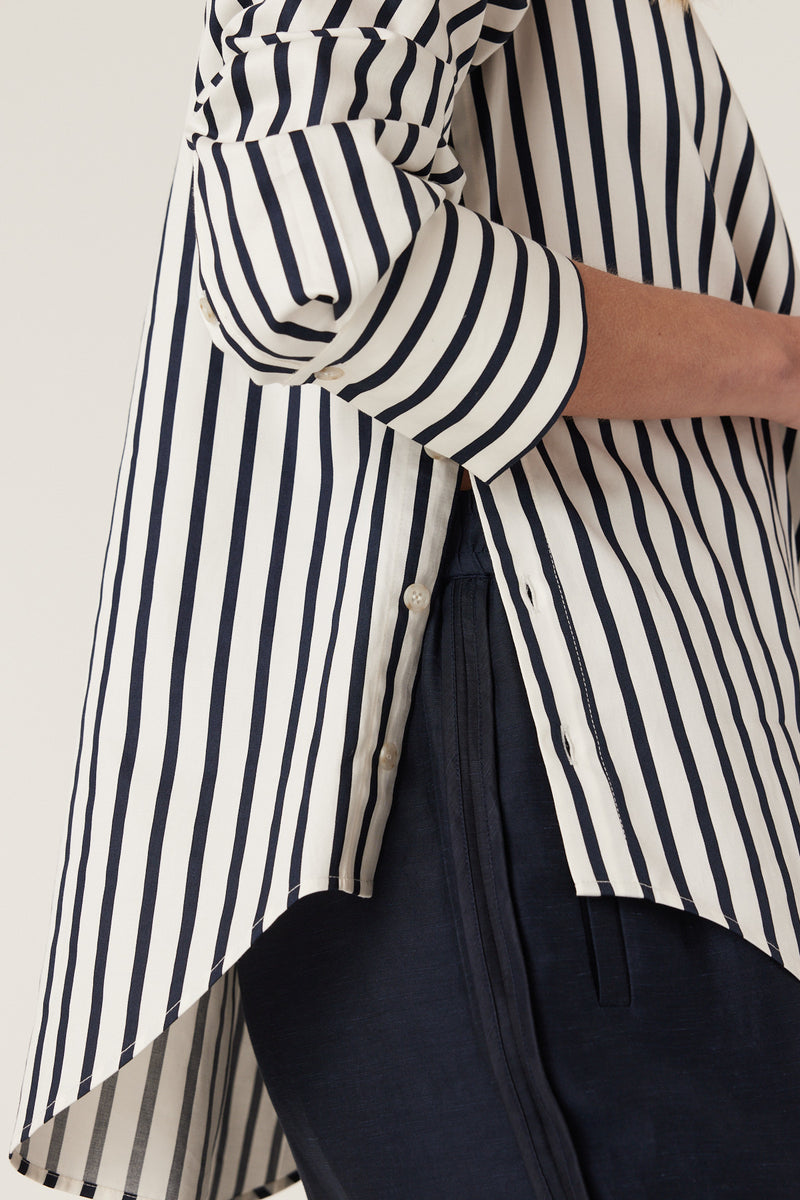 Cable Lina Stripe Shirt - Navy Stripe