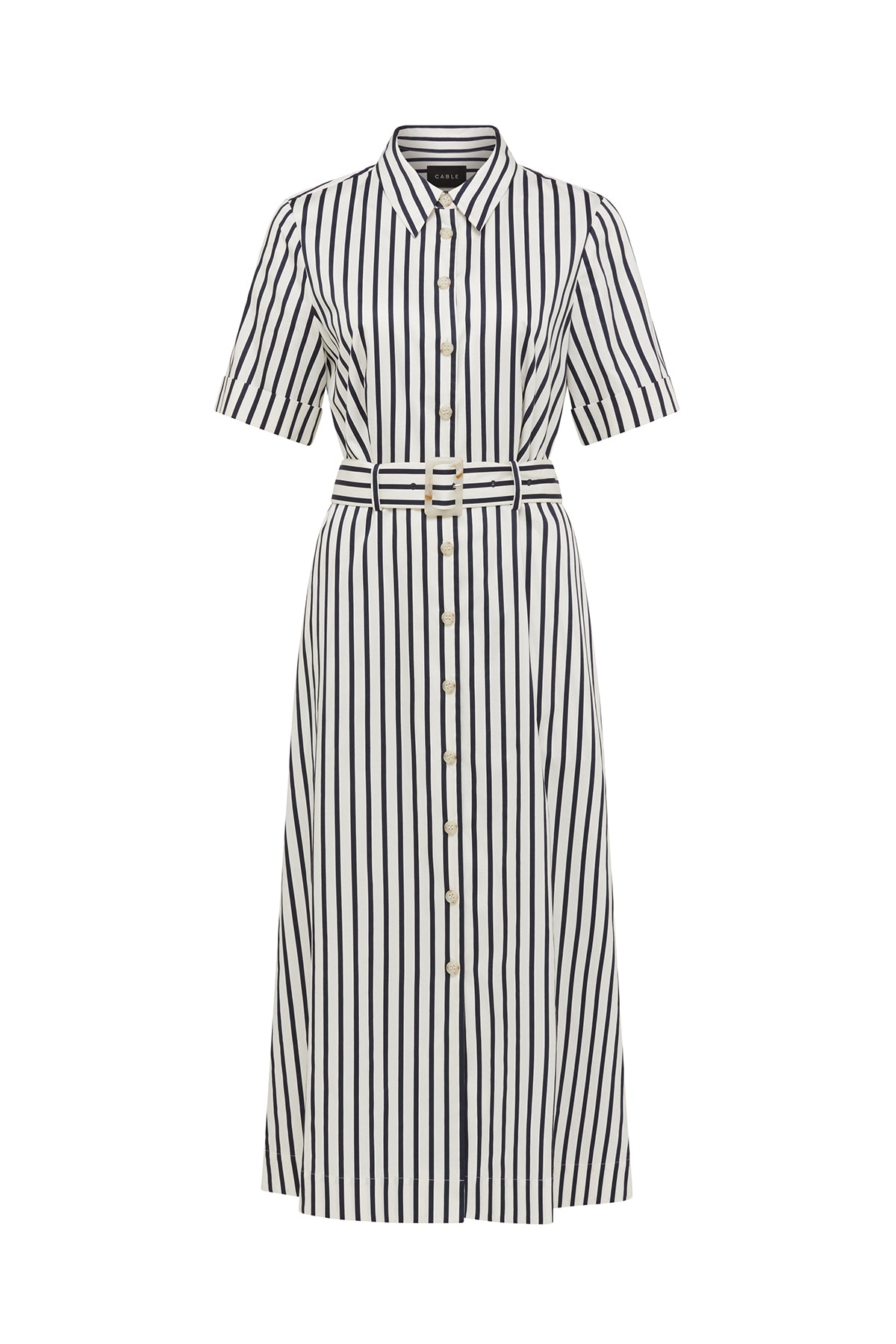 Cable Lina Stripe Shirt Dress - Navy Stripe