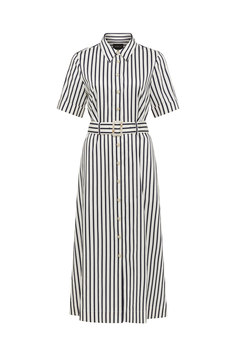 Cable Lina Stripe Shirt Dress - Navy Stripe