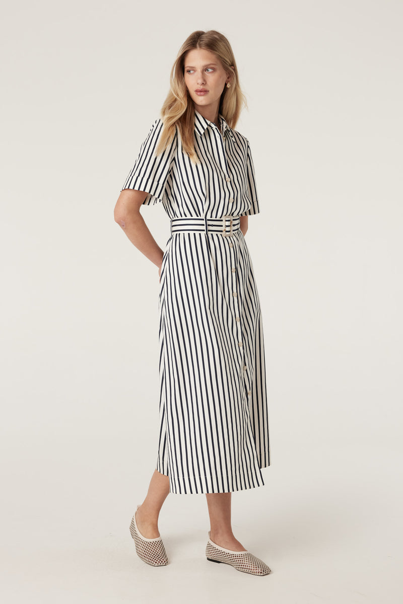 Cable Lina Stripe Shirt Dress - Navy Stripe