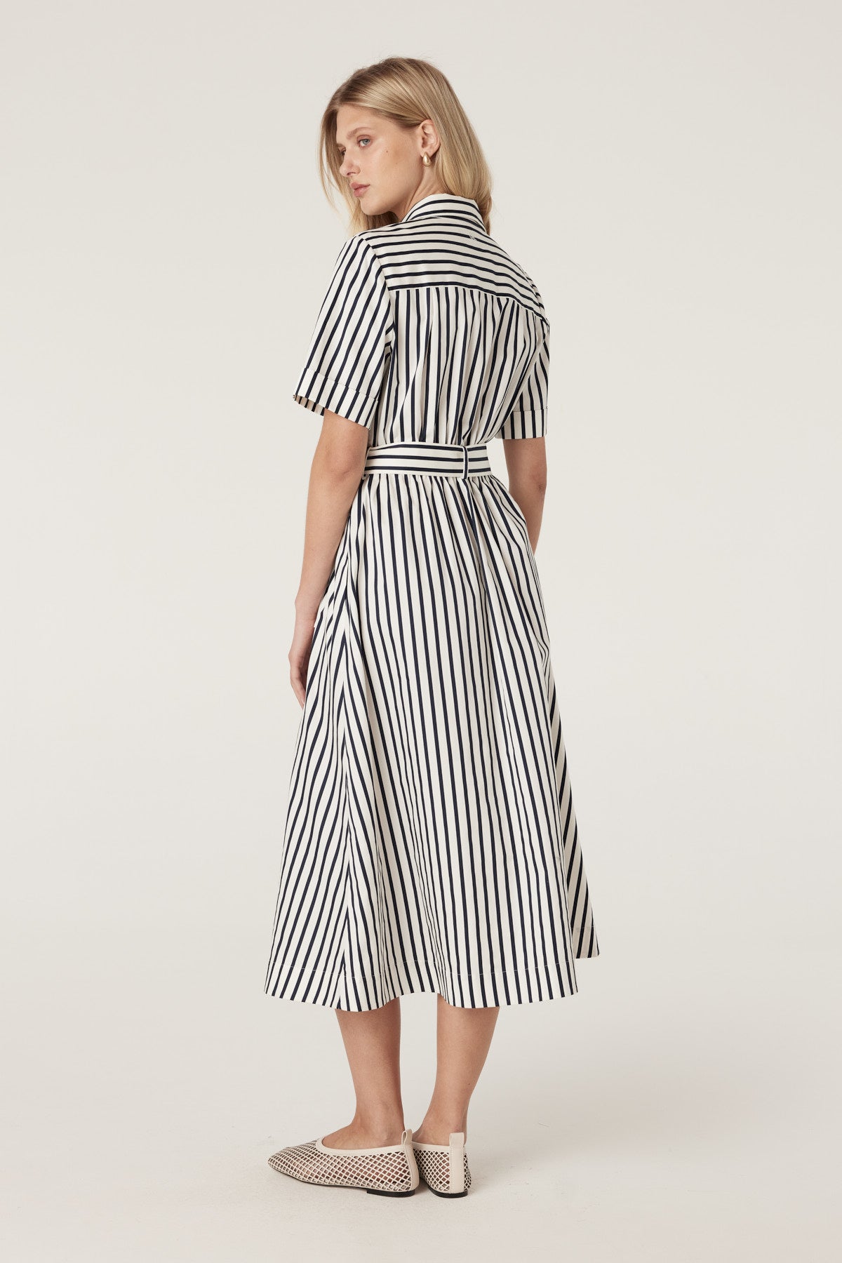 Cable Lina Stripe Shirt Dress - Navy Stripe