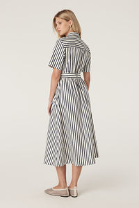 Cable Lina Stripe Shirt Dress - Navy Stripe