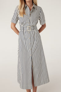 Cable Lina Stripe Shirt Dress - Navy Stripe