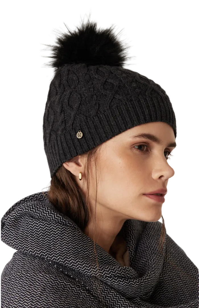 Cable Merino Beanie - Charcoal