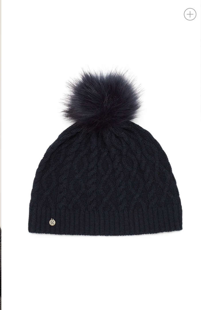 Cable Merino Beanie - Midnight Navy