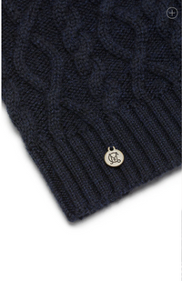 Cable Merino Beanie - Midnight Navy