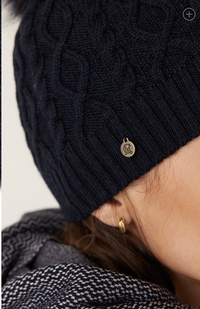 Cable Merino Beanie - Midnight Navy
