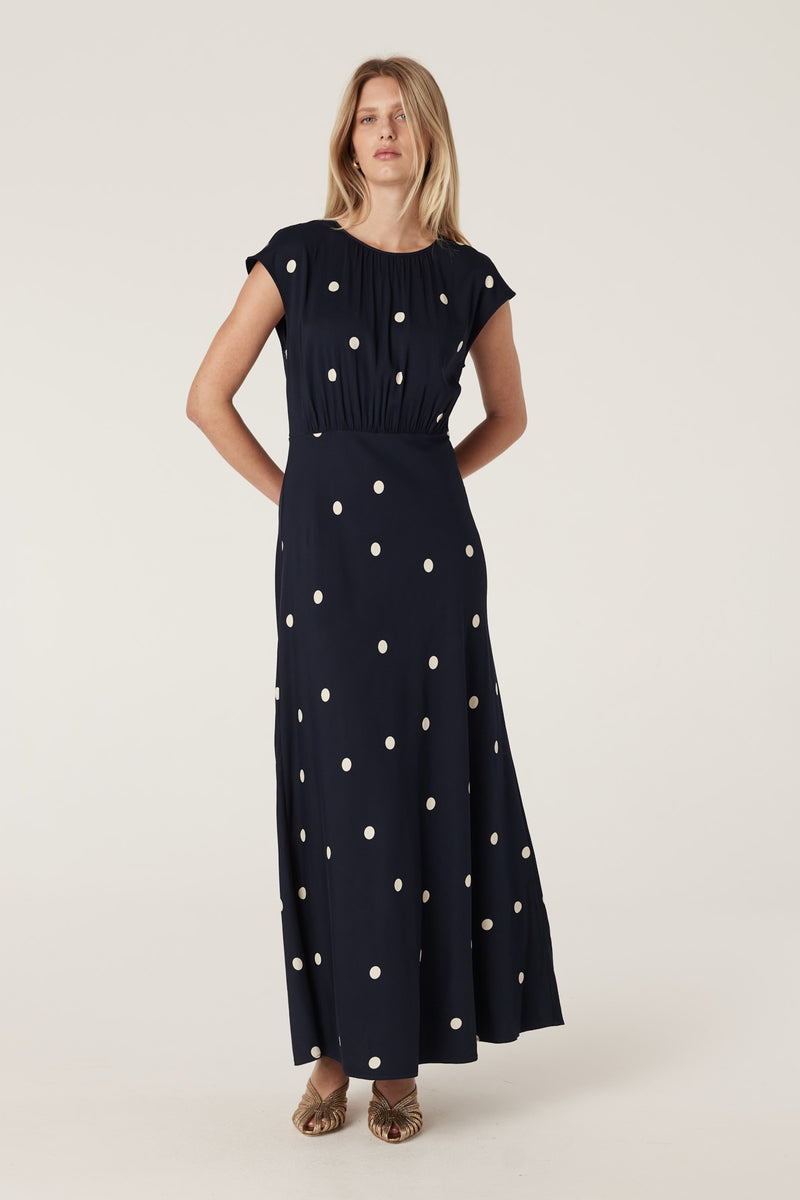 Cable Muse Dress - Navy Spot