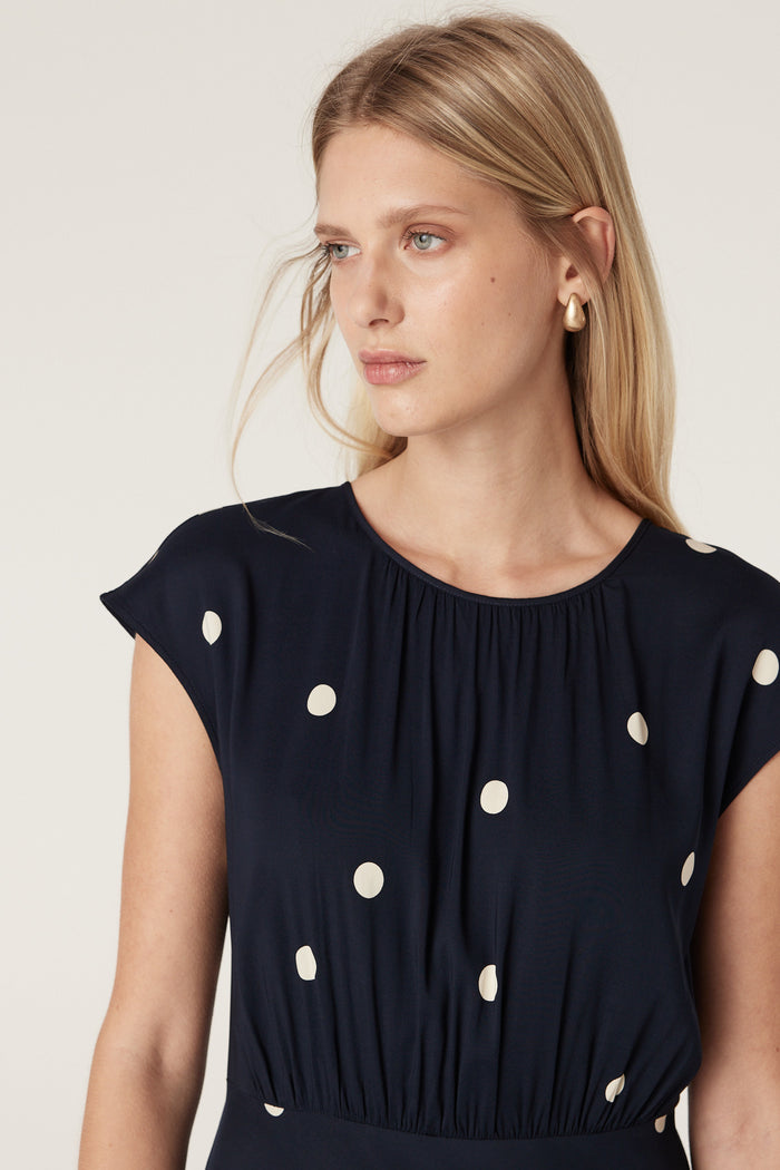 Cable Muse Dress - Navy Spot