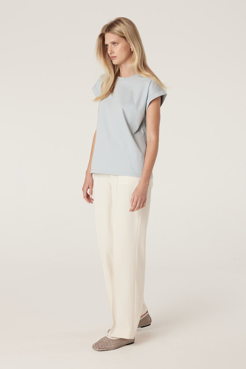 Cable Pima Tee - Dusty Blue
