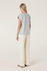 Cable Pima Tee - Dusty Blue