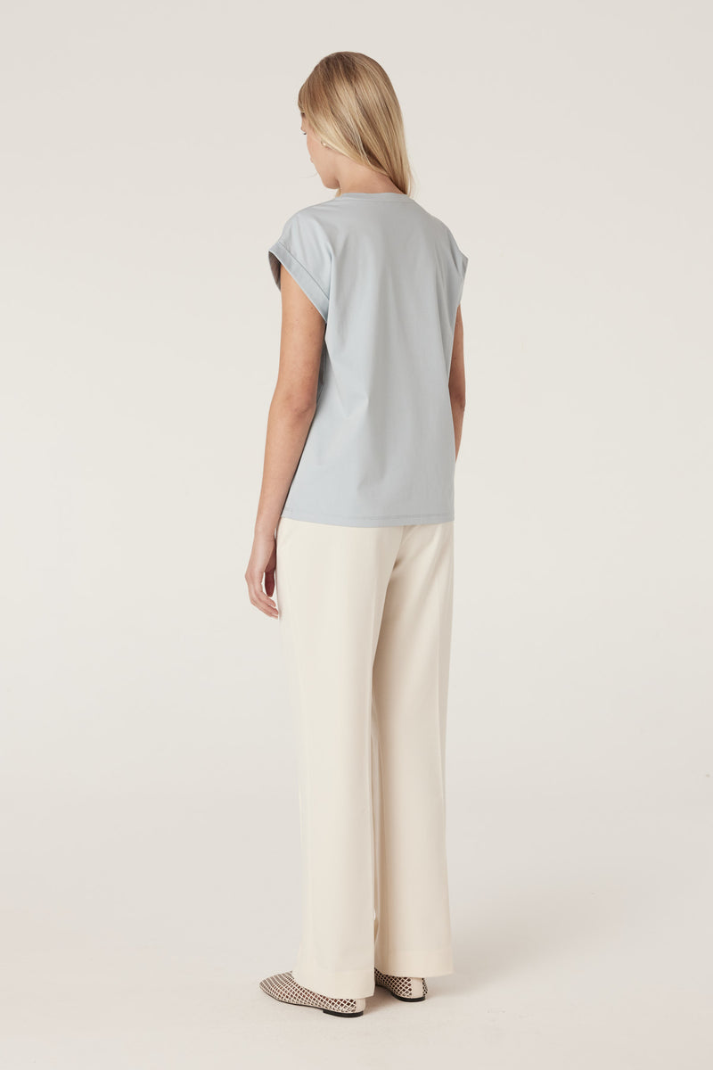 Cable Pima Tee - Dusty Blue