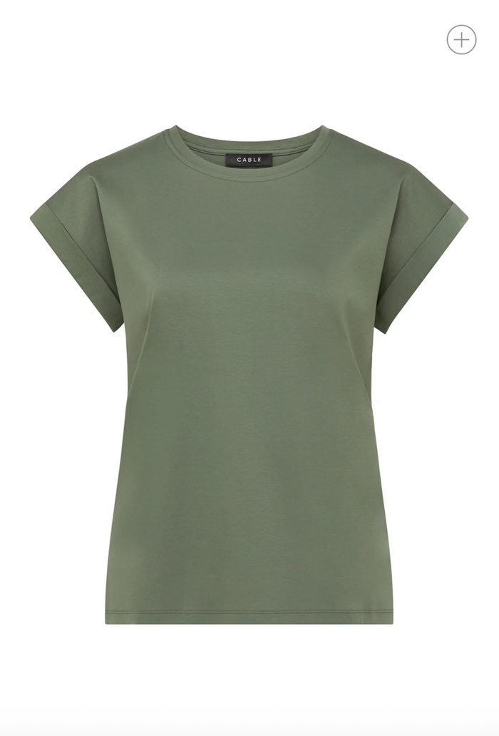 Cable Pima Tee - Khaki