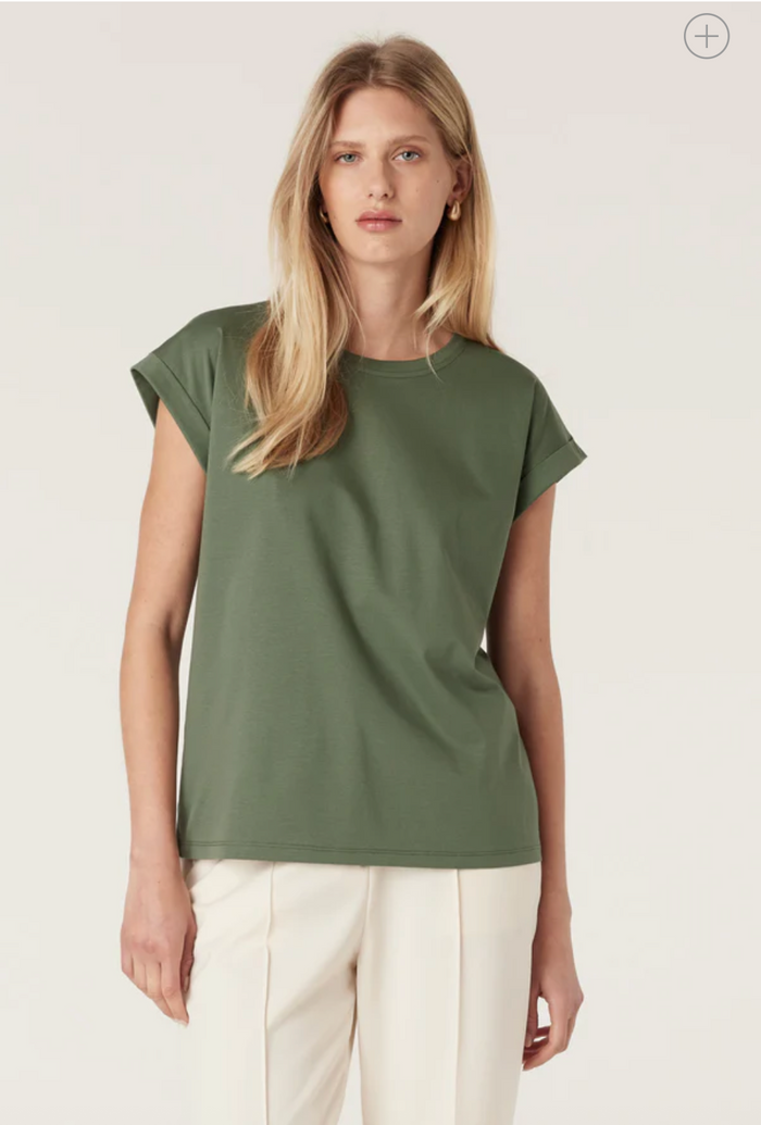 Cable Pima Tee - Khaki