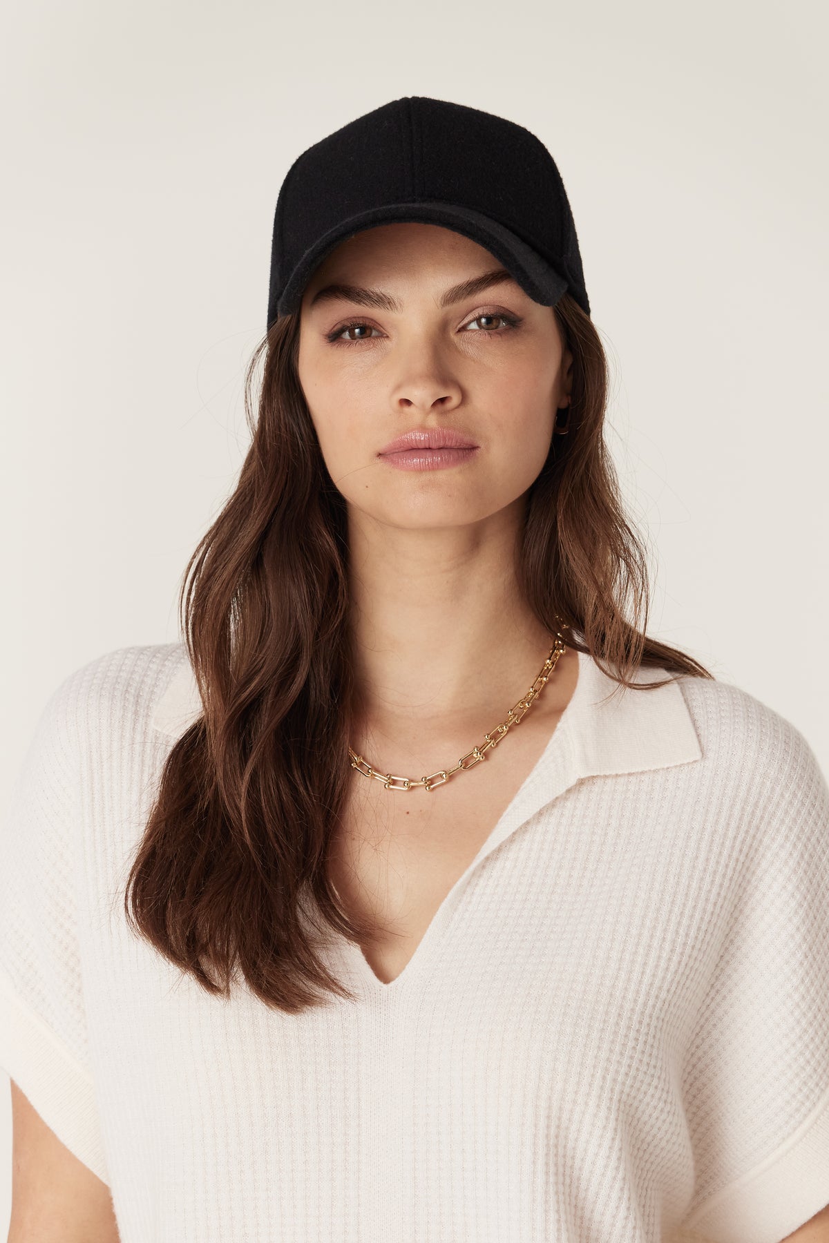 Cable Wool Cashmere Cap - Black