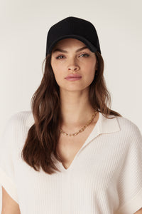 Cable Wool Cashmere Cap - Black