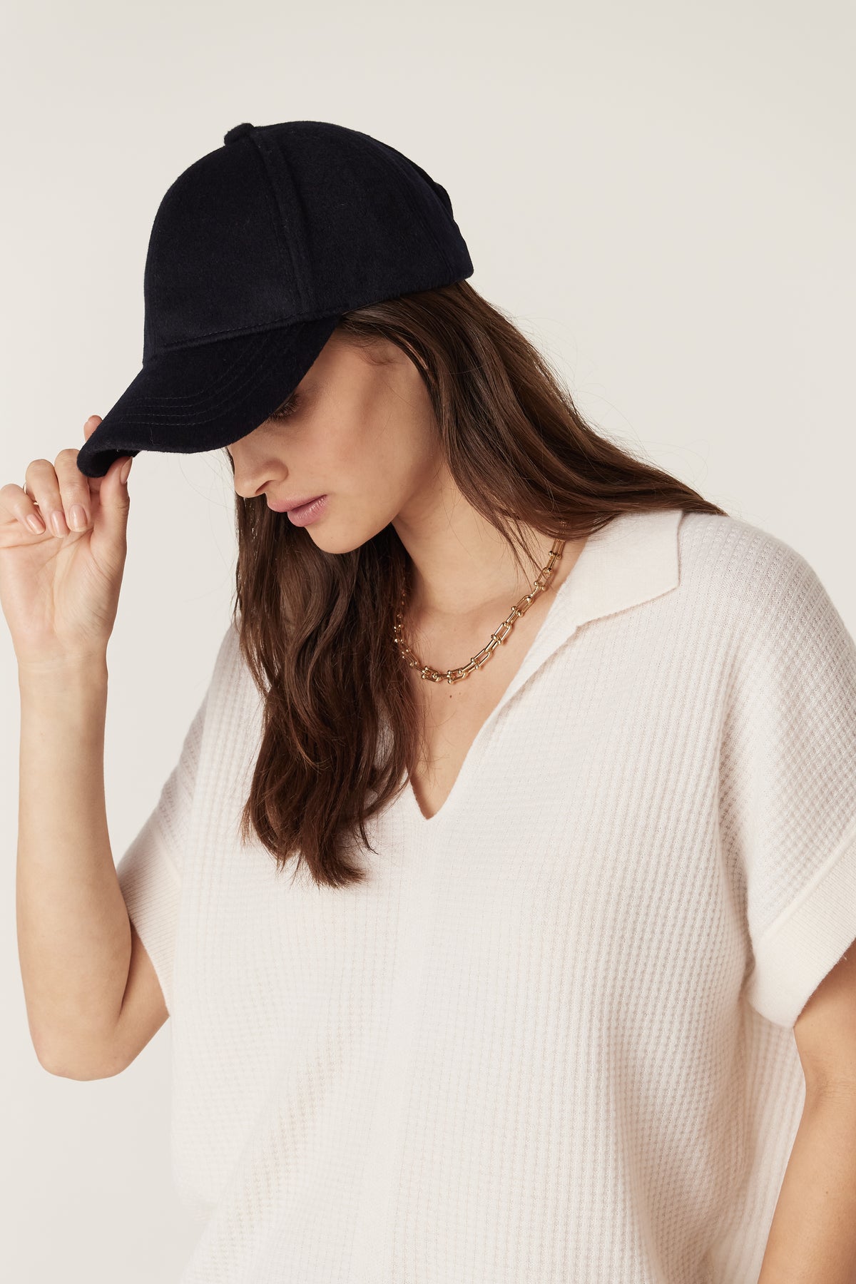 Cable Wool Cashmere Cap - Black