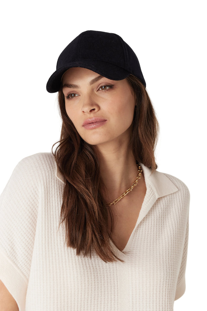 Cable Wool Cashmere Cap - Black