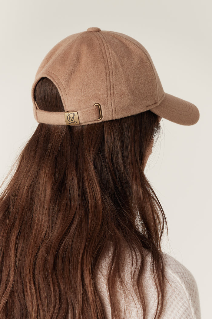 Cable Wool Cashmere Cap - Camel