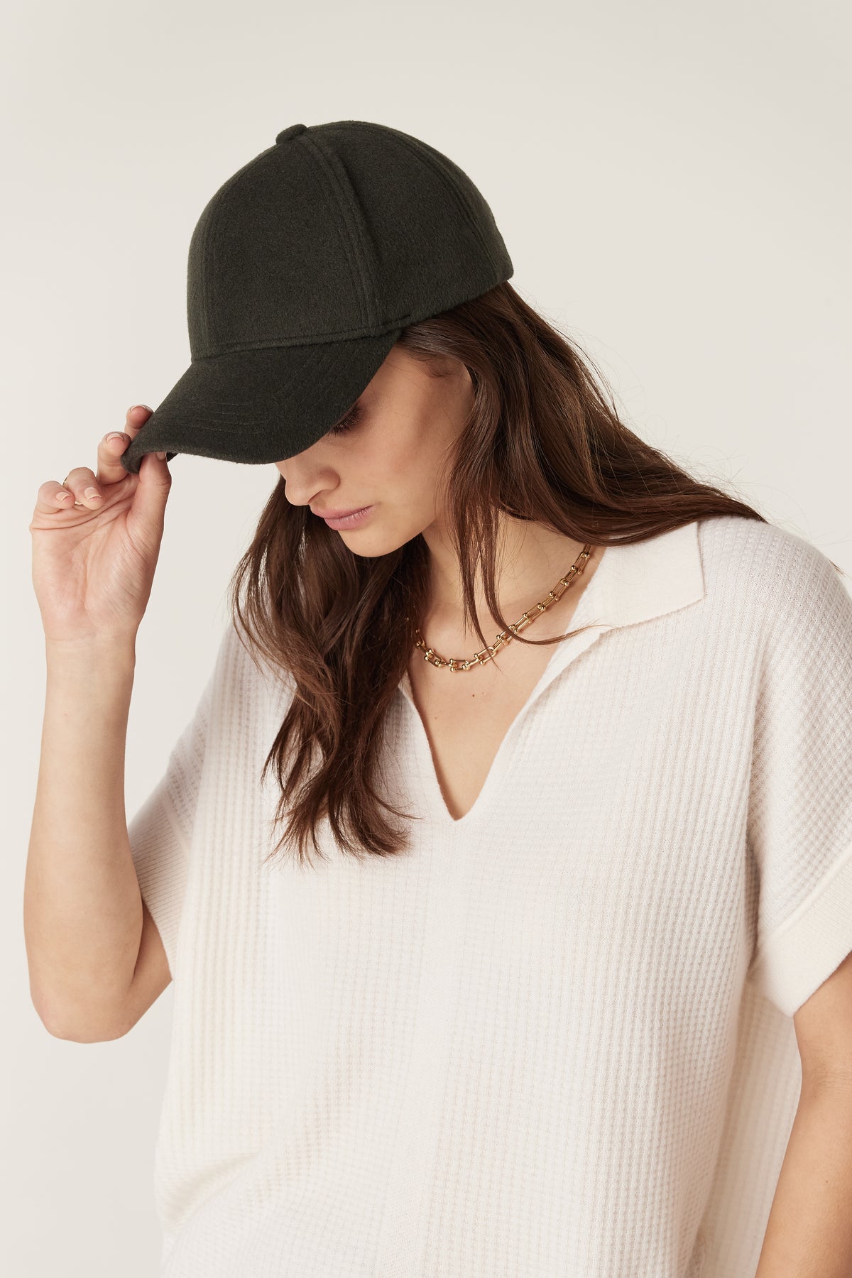 Cable Wool Cashmere Cap - Moss