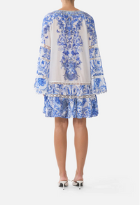 Camilla A-Line Gathered Panel Dress - Ceramic Panoramic