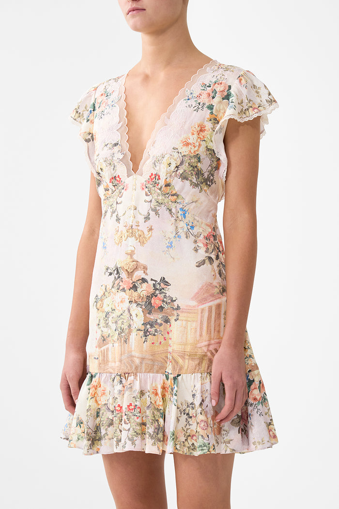 Camilla Ruffle Sleeve Short Dress - Twilight In Istanbul