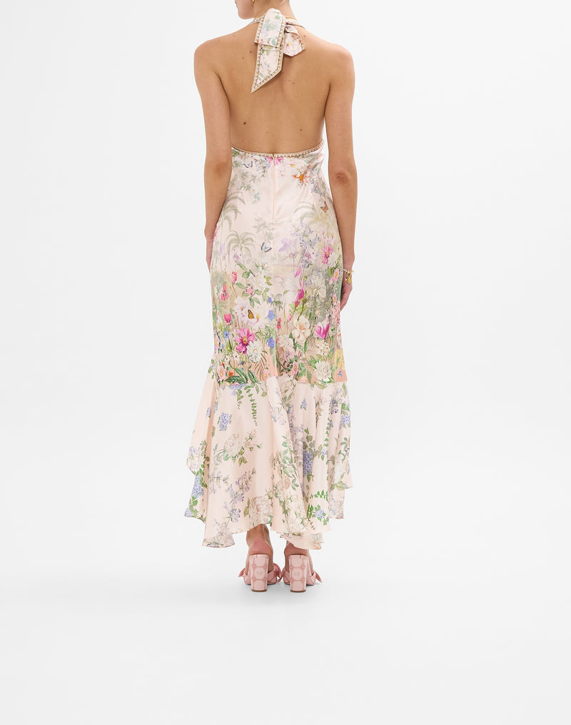 Camilla  Bias Halter Dress With Ruffle Hem - Palacio Playground