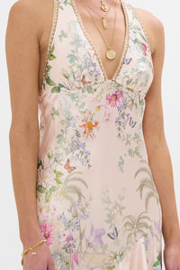 Camilla  Bias Halter Dress With Ruffle Hem - Palacio Playground