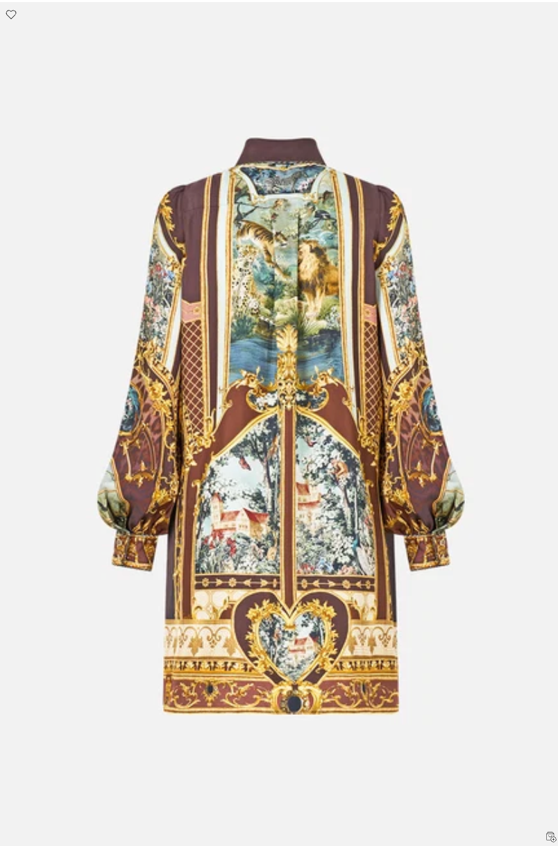 Camilla Collared Shirt Dress With Pintucks - Animals In The Palace