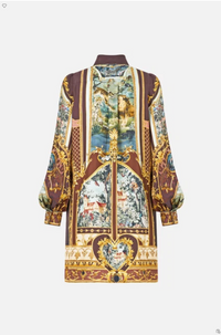 Camilla Collared Shirt Dress With Pintucks - Animals In The Palace