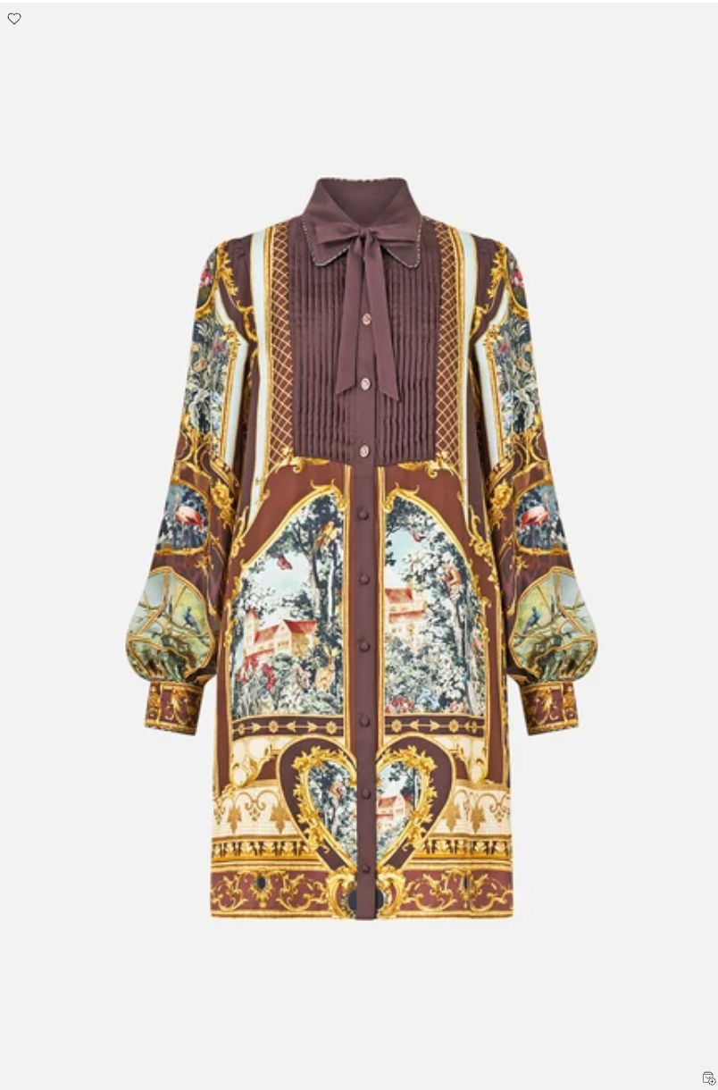 Camilla Collared Shirt Dress With Pintucks - Animals In The Palace