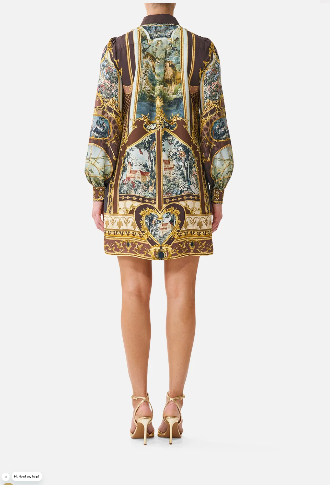 Camilla Collared Shirt Dress With Pintucks - Animals In The Palace