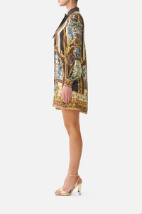 Camilla Collared Shirt Dress With Pintucks - Animals In The Palace