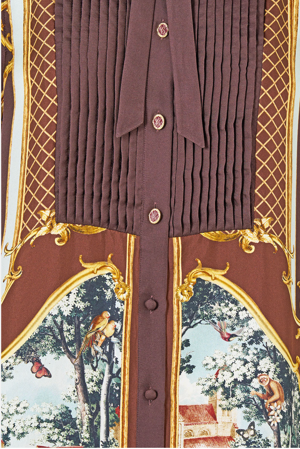 Camilla Collared Shirt Dress With Pintucks - Animals In The Palace