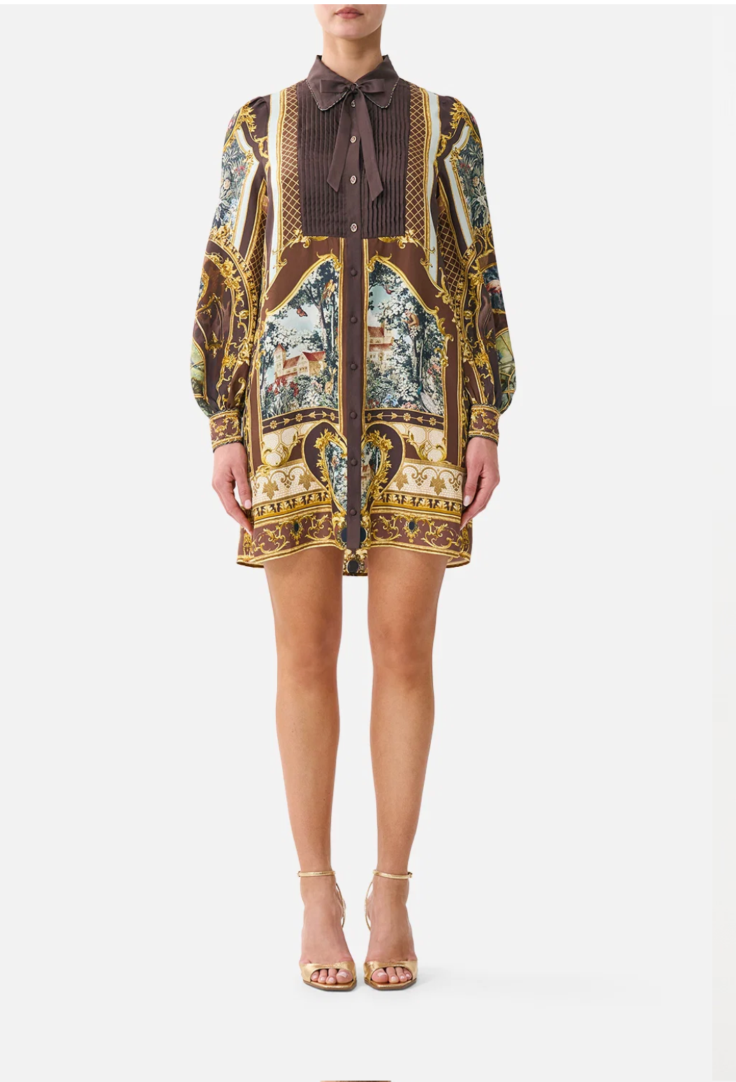 Camilla Collared Shirt Dress With Pintucks - Animals In The Palace