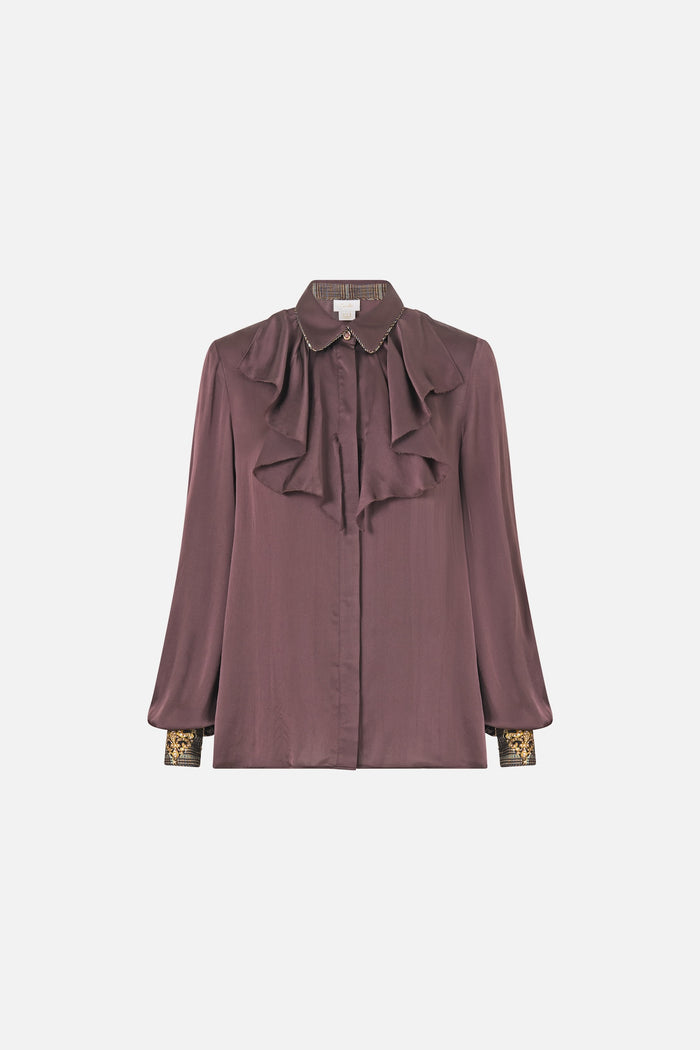 Camilla Collared Shirt With Frill Neck Detail - Animals In The Palace