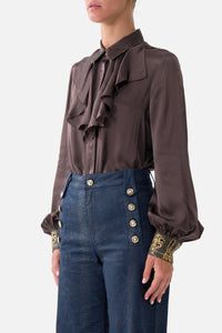 Camilla Collared Shirt With Frill Neck Detail - Animals In The Palace