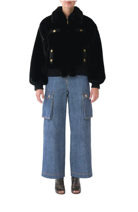 Camilla Faux Fur Bomber With Pocket Details - Fiesta, Siesta, Repeat