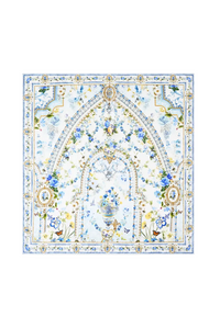 Camilla Large Crystalled Silk Square Scarf - Dandelion Skies