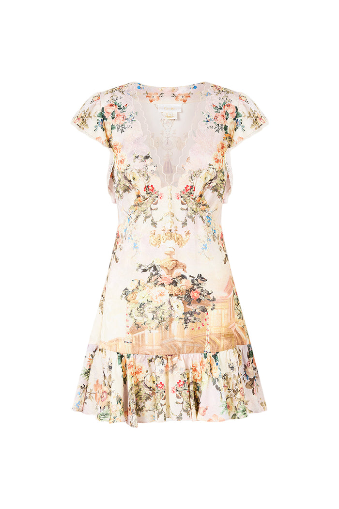 Camilla Ruffle Sleeve Short Dress - Twilight In Istanbul