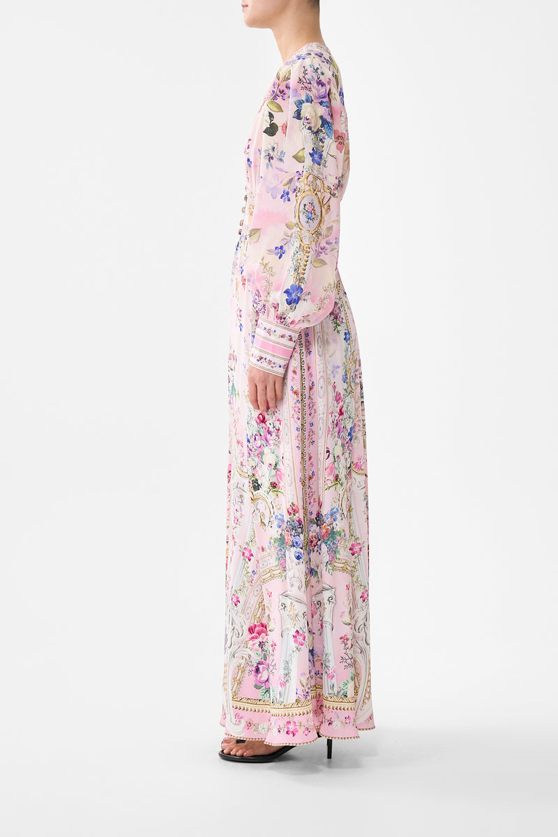 Camilla Shaped Waistband Dress With Gathered Sleeves - Palatial Pastels