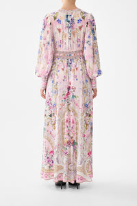 Camilla Shaped Waistband Dress With Gathered Sleeves - Palatial Pastels