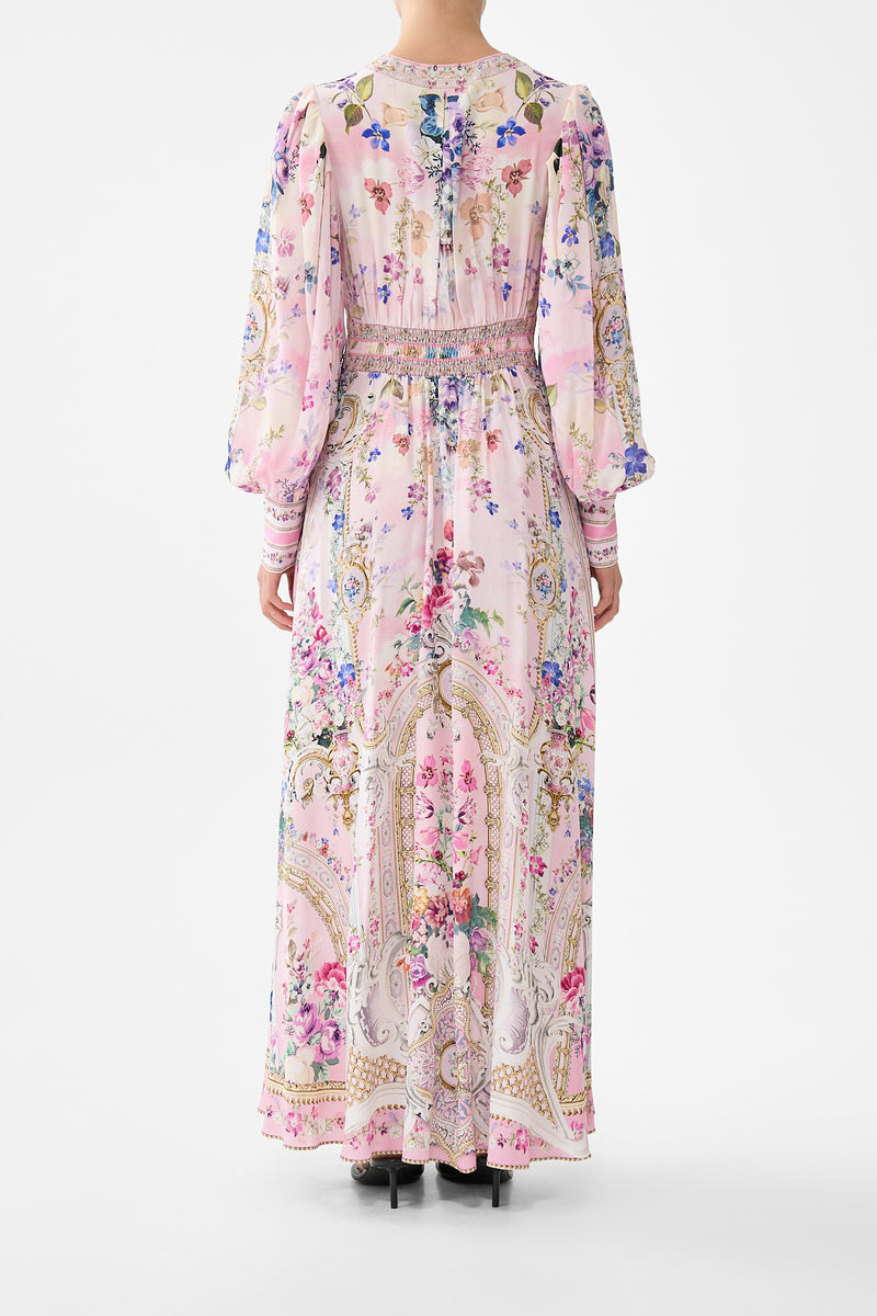 Camilla Shaped Waistband Dress With Gathered Sleeves - Palatial Pastels