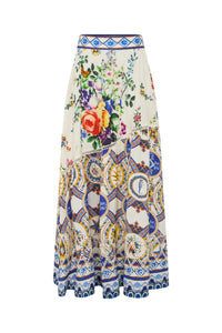 Camilla Skirt With Shaped Seam - Tiles Darls
