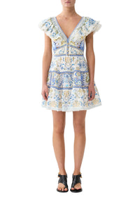 Camilla Tiered Short Dress With Neck Frill - My Homespun Heart